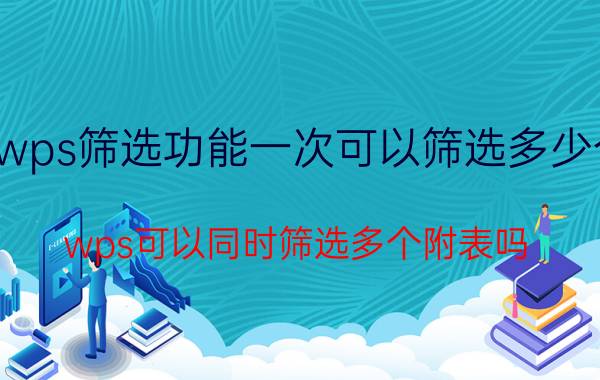 wps筛选功能一次可以筛选多少个 wps可以同时筛选多个附表吗？